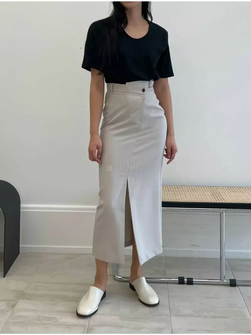 Waterbar - Korean Women Fashion - #momslook - Wave Unbalance Skirt