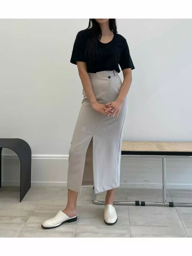 Waterbar - Korean Women Fashion - #momslook - Wave Unbalance Skirt - 3