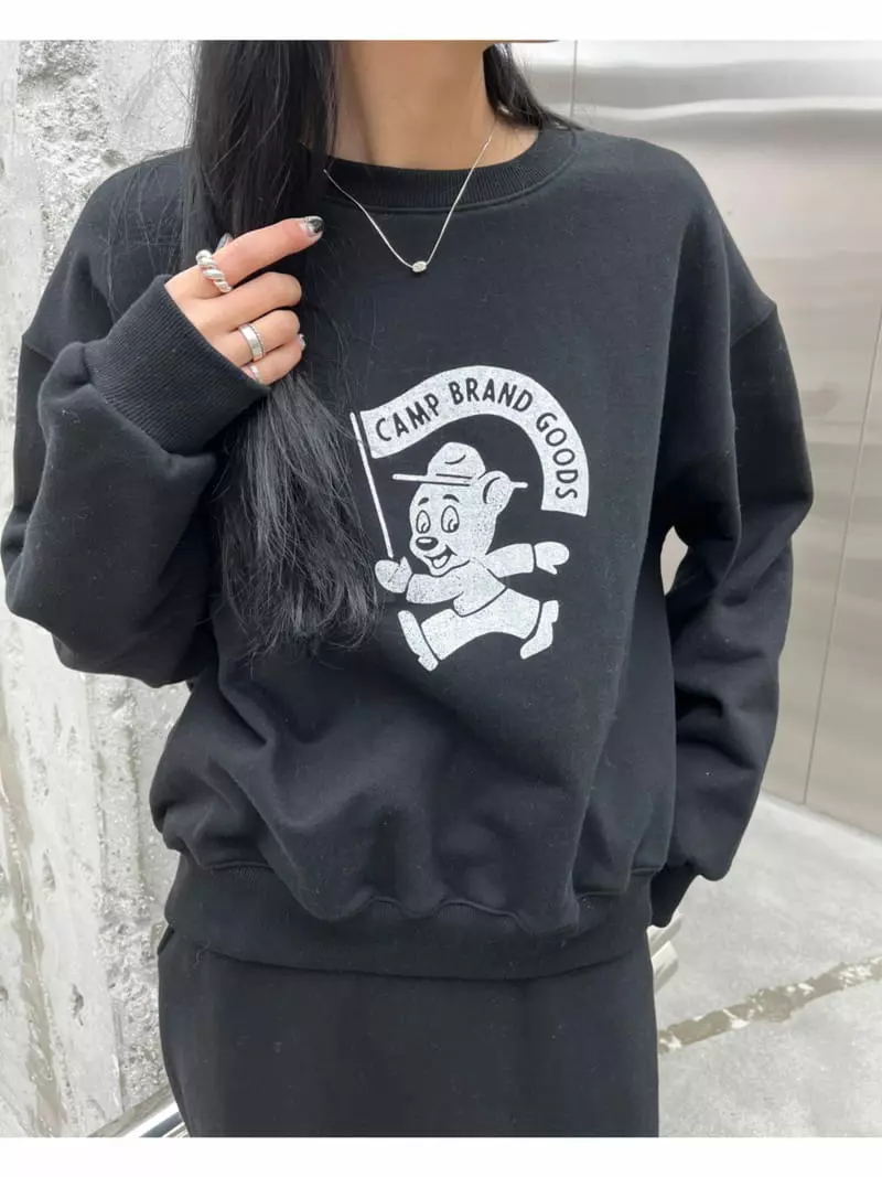 Waterbar - Korean Women Fashion - #momslook - Bear Print Sweatshirt - 2