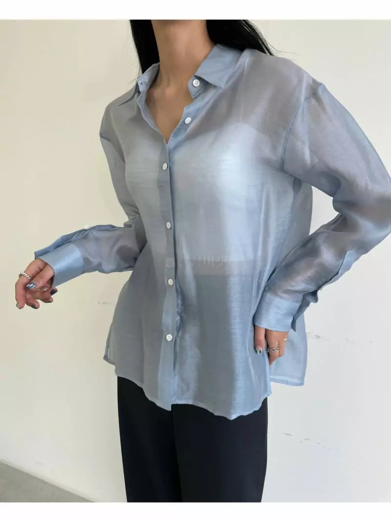 Waterbar - Korean Women Fashion - #pursuepretty - Glue See-through Blouse - 2