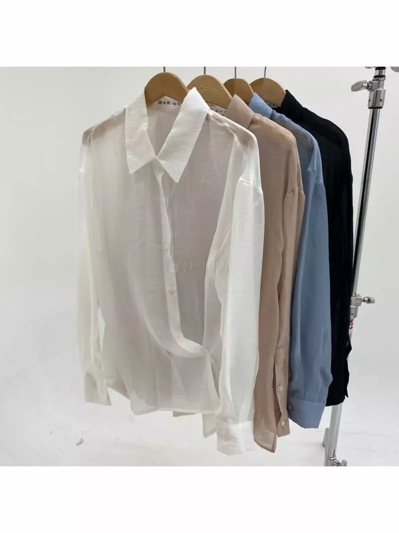 Waterbar - Korean Women Fashion - #restrostyle - Glue See-through Blouse - 4