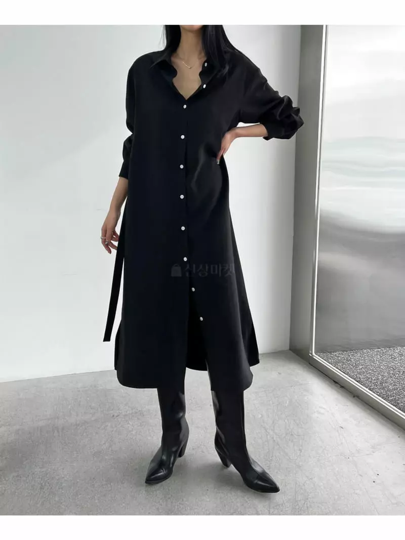 Waterbar - Korean Women Fashion - #momslook - Peanut Belt Long One-piece - 4