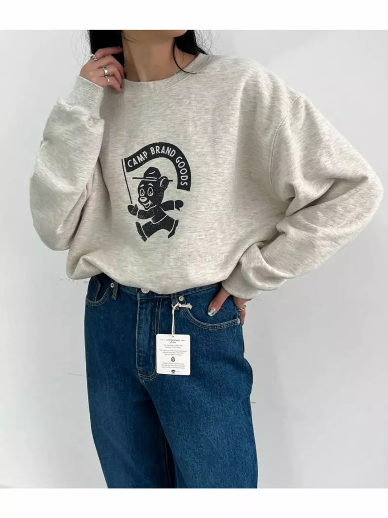 Waterbar - Korean Women Fashion - #womensfashion - Bear Print Sweatshirt