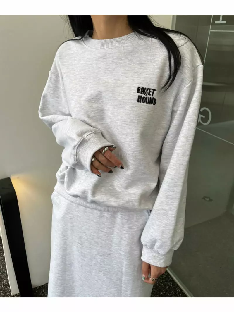 Waterbar - Korean Women Fashion - #womensfashion - Basset Embroidery Sweatshirt - 2