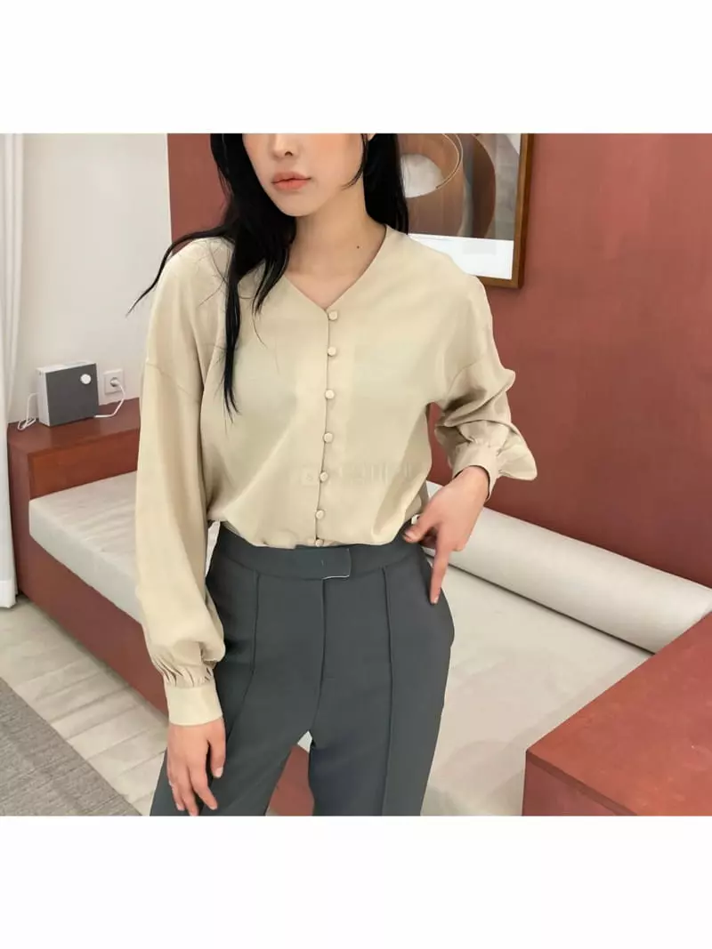 Waterbar - Korean Women Fashion - #womensfashion - Rosy V-Neck Blouse