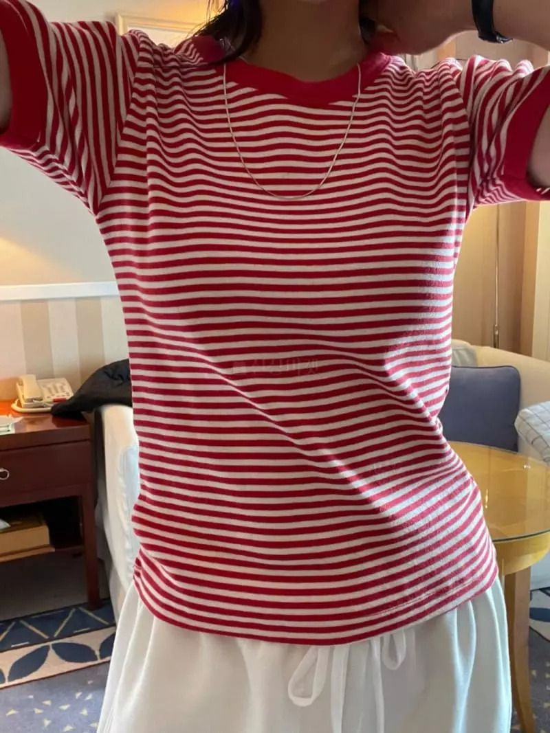 We Are - Korean Women Fashion - #romanticstyle - Marine Stripe Tee - 2