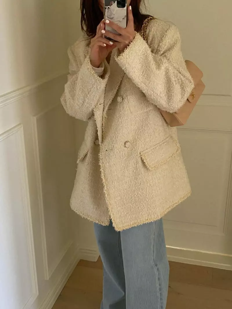 We Are - Korean Women Fashion - #thatsdarling - Rose Double Tweed Jacket - 2