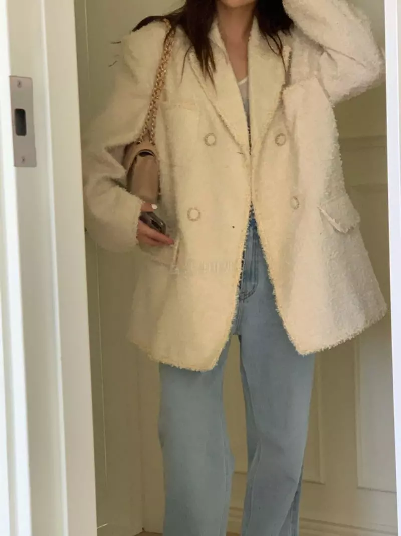 We Are - Korean Women Fashion - #thelittlethings - Rose Double Tweed Jacket - 3
