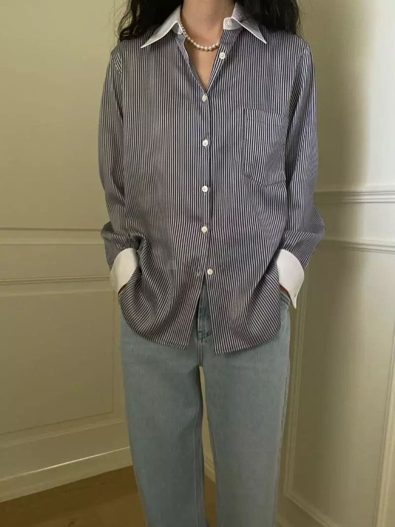 We Are - Korean Women Fashion - #momslook - Ocean Stripe Shirt - 4