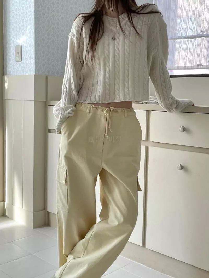 Well Row - Korean Women Fashion - #momslook - String Cargo Pants