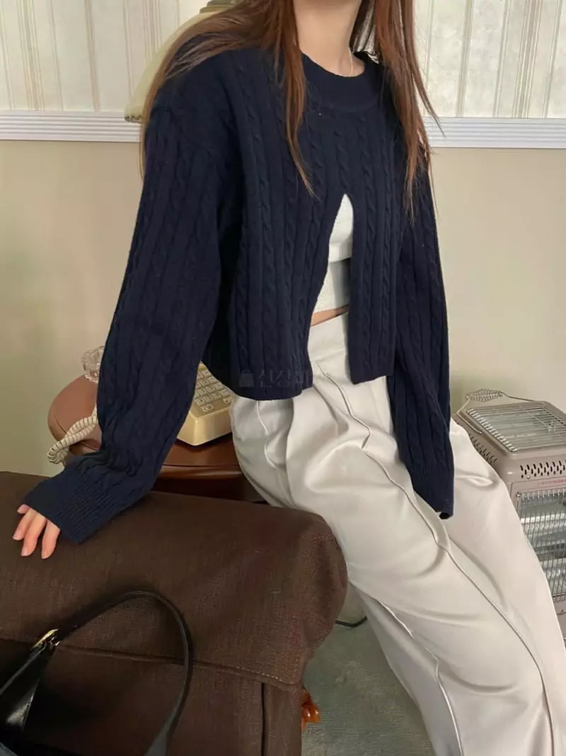 Well Row - Korean Women Fashion - #womensfashion - Balance Cable Knit Tee (wearing front and back) - 4