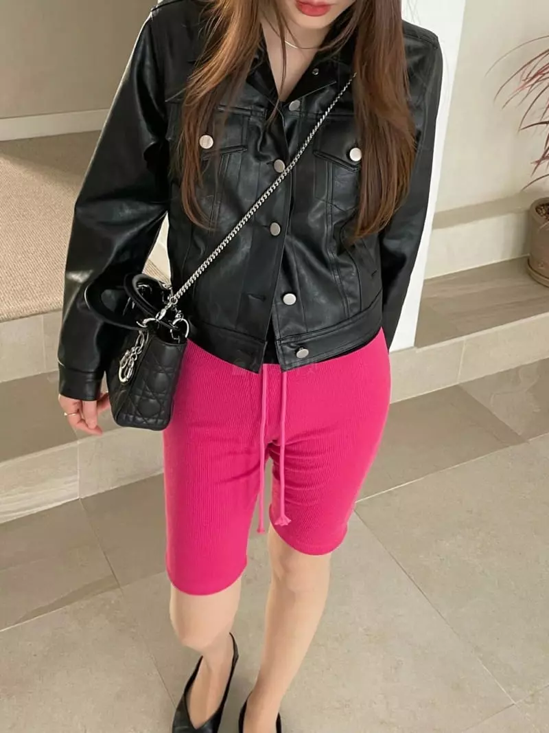 Well Row - Korean Women Fashion - #vintagekidsstyle - Rib Biker Pants