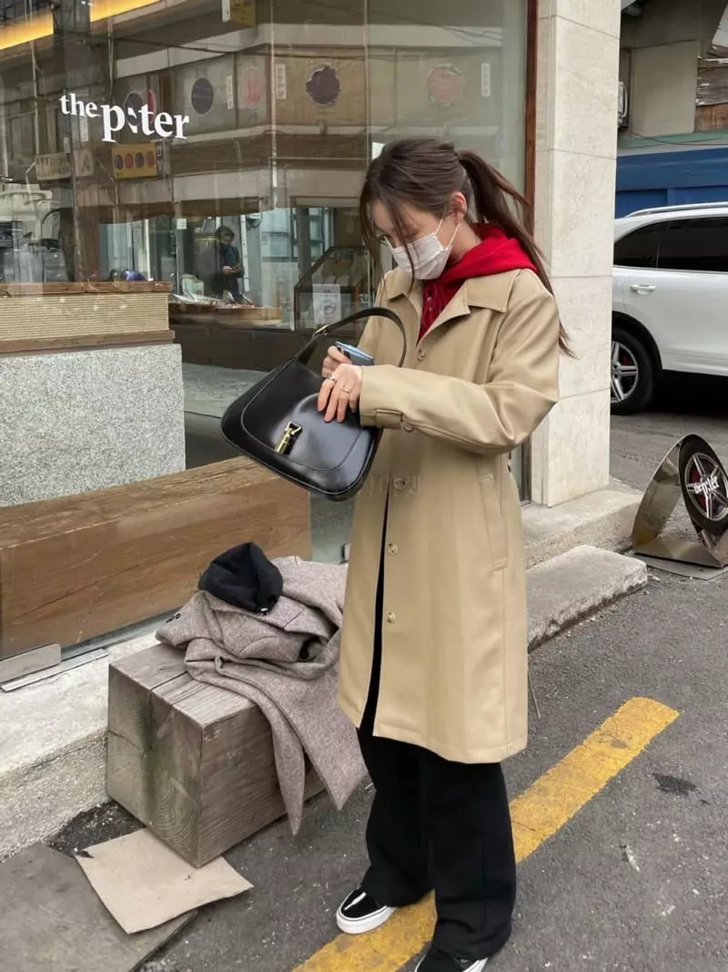 Well Row - Korean Women Fashion - #womensfashion - Leather Belt Long Jacket - 2