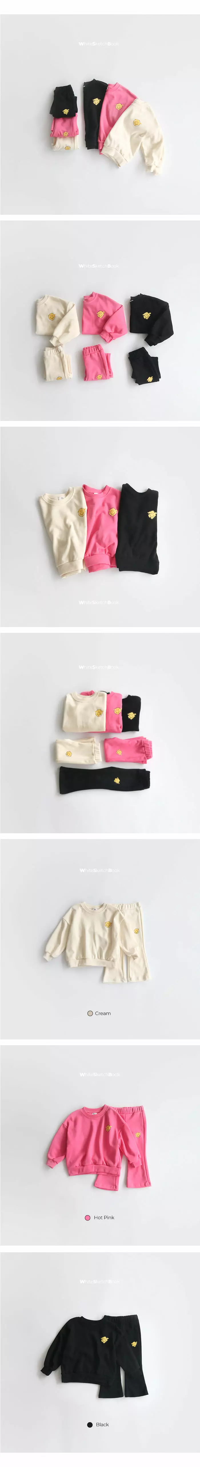 Whitesketchbook - Korean Children Fashion - #childofig - Smile Bootscut Top Bottom Set - 3