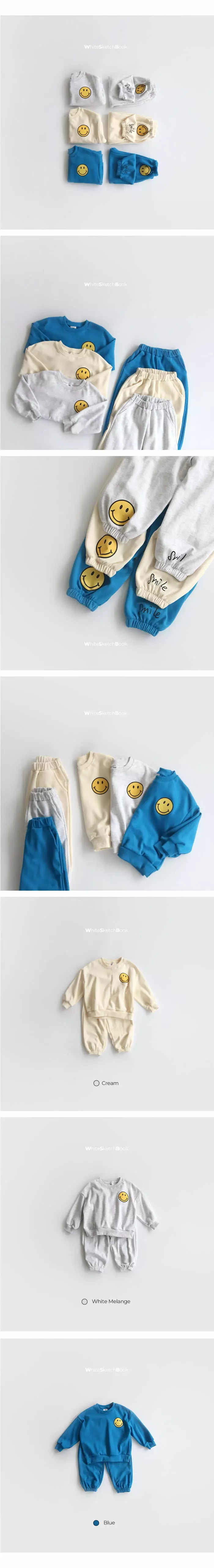 Whitesketchbook - Korean Children Fashion - #minifashionista - Smile Top Bottom Set - 3