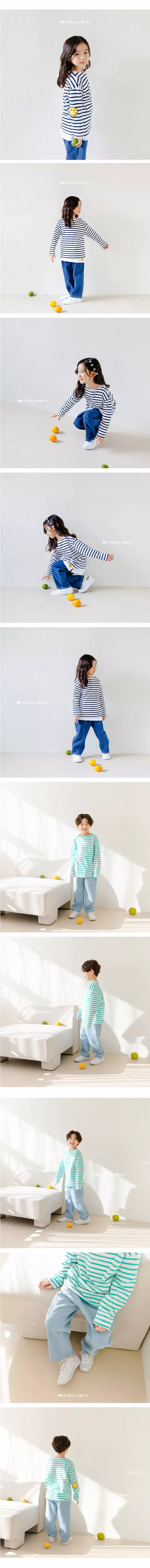 Whitesketchbook - Korean Children Fashion - #toddlerclothing - Stripes Smile Tee - 2