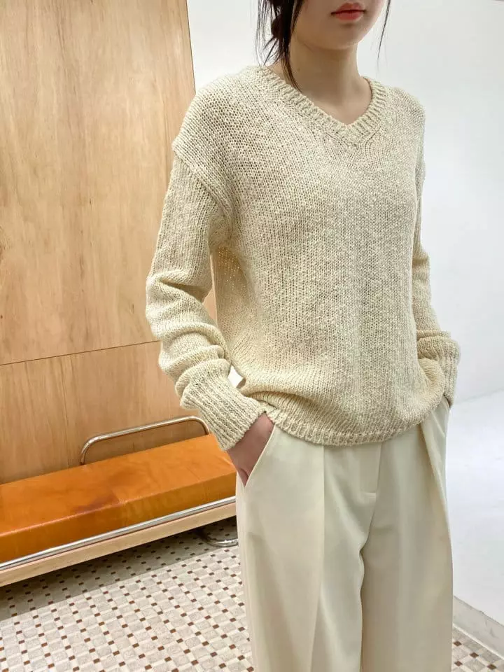 Woodsage - Korean Women Fashion - #womensfashion - Loose V-neck Long Kint Tee - 4