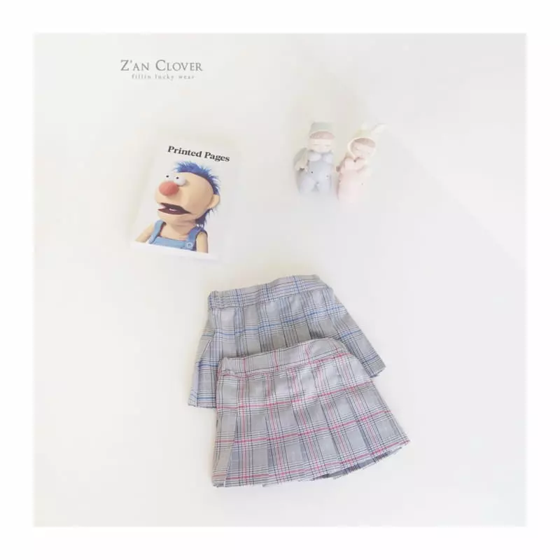 Zan Clover - Korean Children Fashion - #Kfashion4kids - Check Wrinkle Skirt