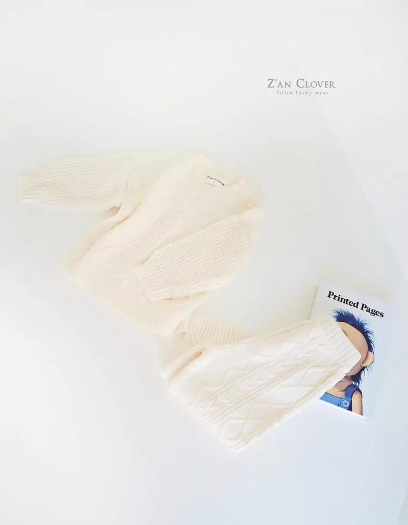 Zan Clover - Korean Children Fashion - #childofig - Twist Knit Top Bottom Set - 11