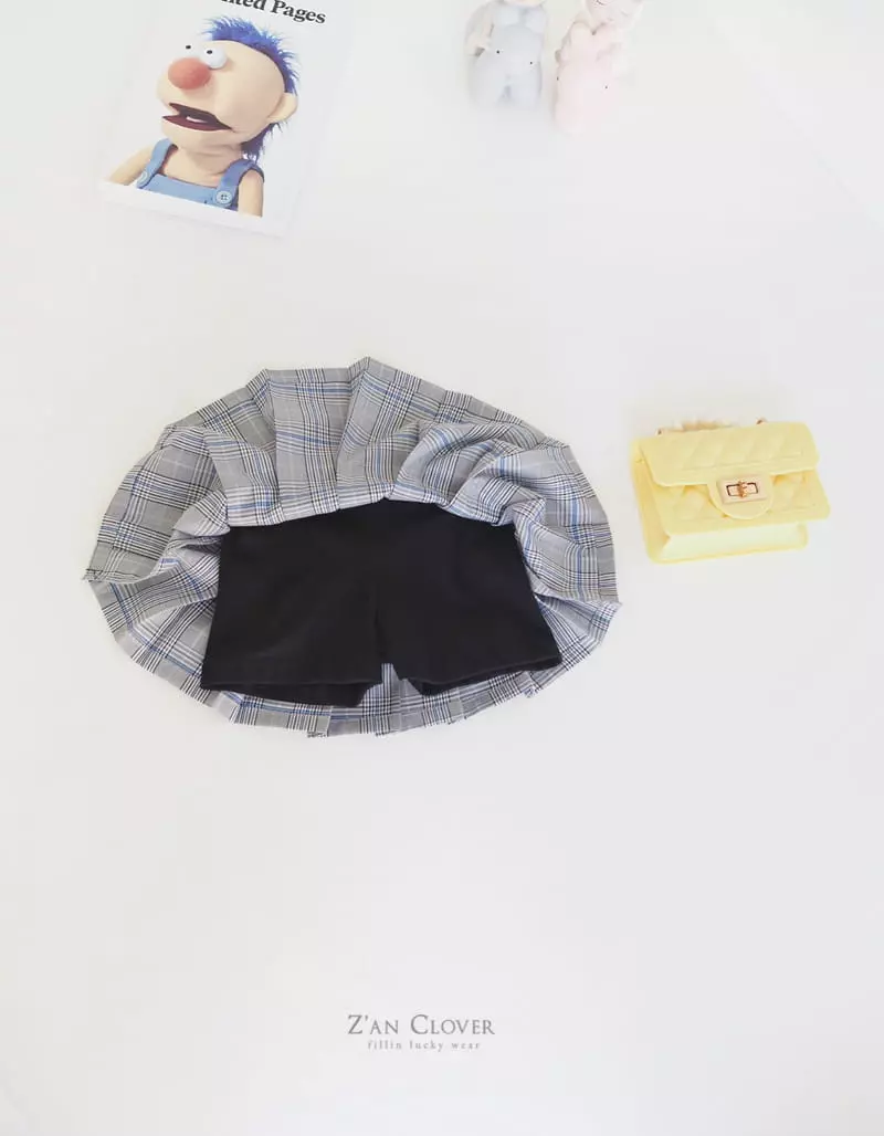 Zan Clover - Korean Children Fashion - #childrensboutique - Check Wrinkle Skirt - 10