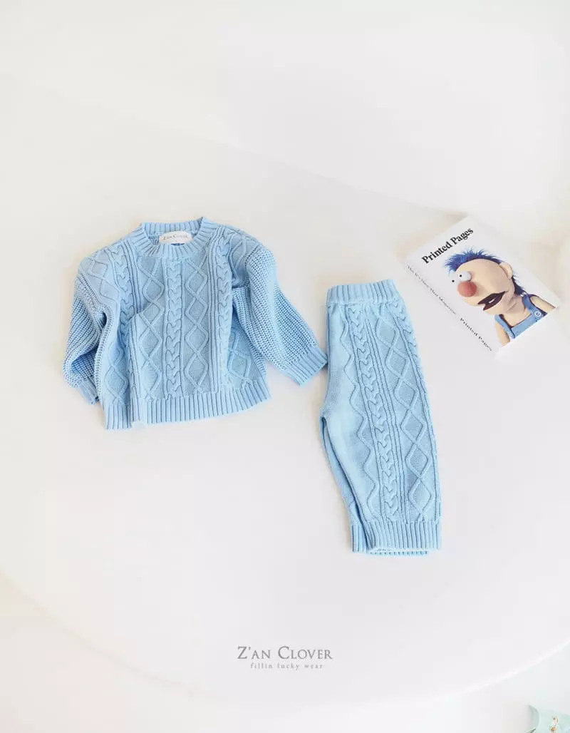 Zan Clover - Korean Children Fashion - #Kfashion4kids - Twist Knit Top Bottom Set - 4