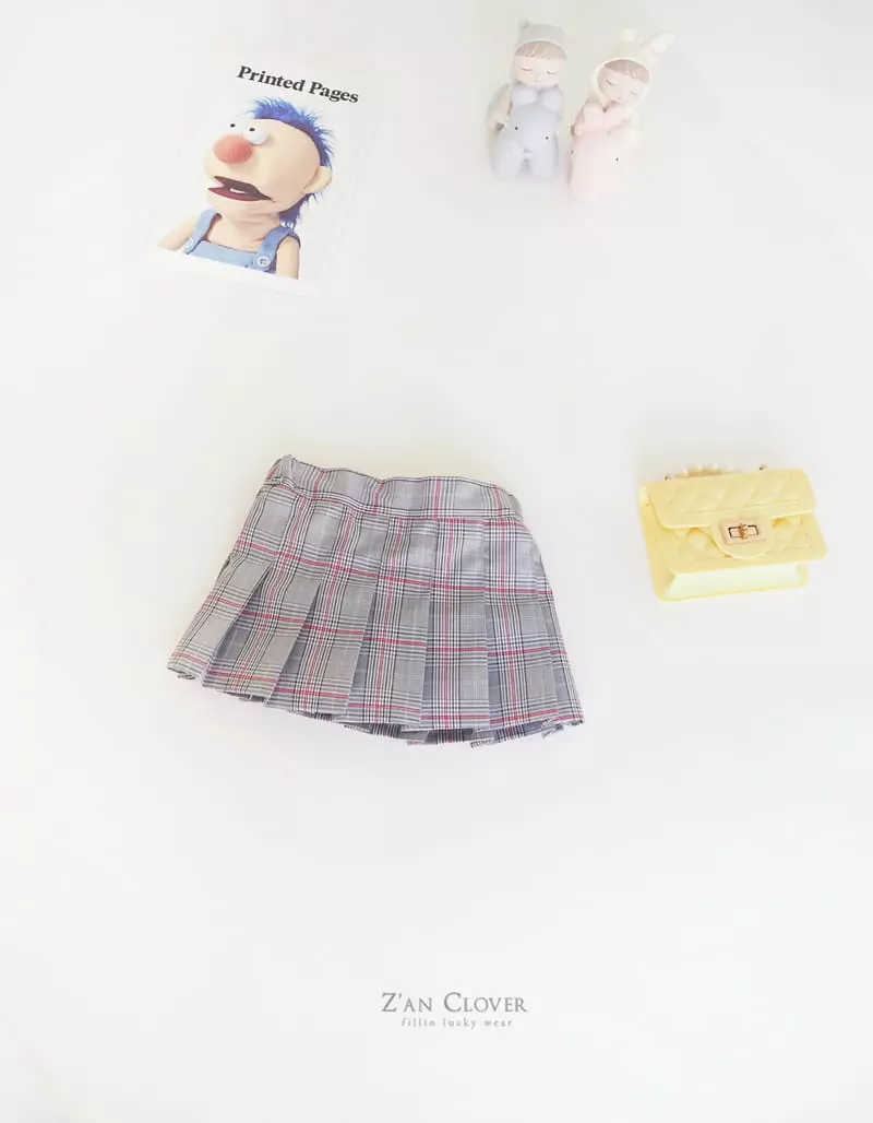 Zan Clover - Korean Children Fashion - #littlefashionista - Check Wrinkle Skirt - 2