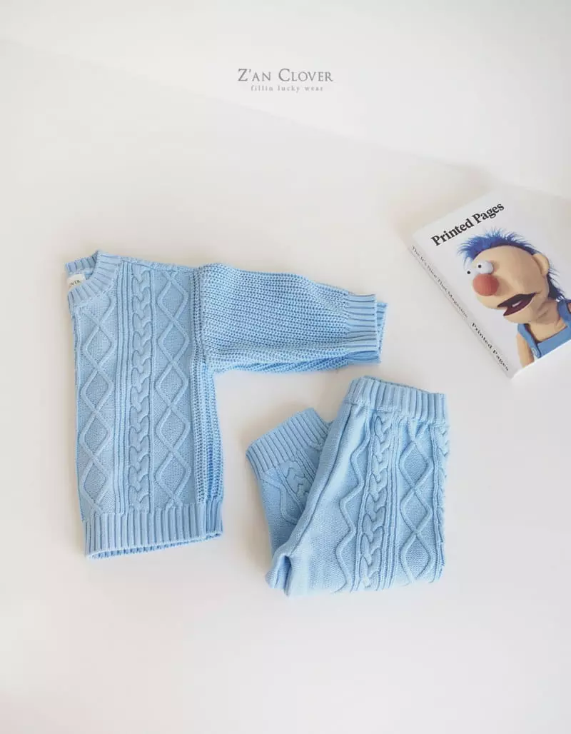 Zan Clover - Korean Children Fashion - #magicofchildhood - Twist Knit Top Bottom Set - 5