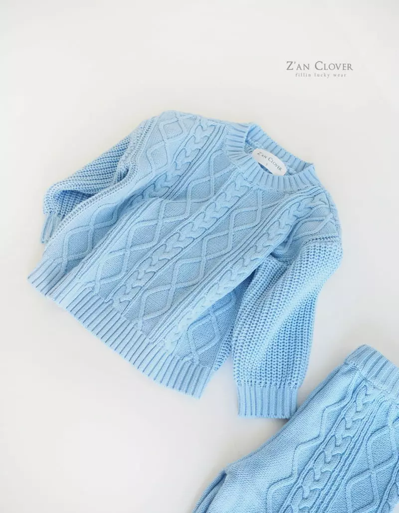 Zan Clover - Korean Children Fashion - #minifashionista - Twist Knit Top Bottom Set - 6
