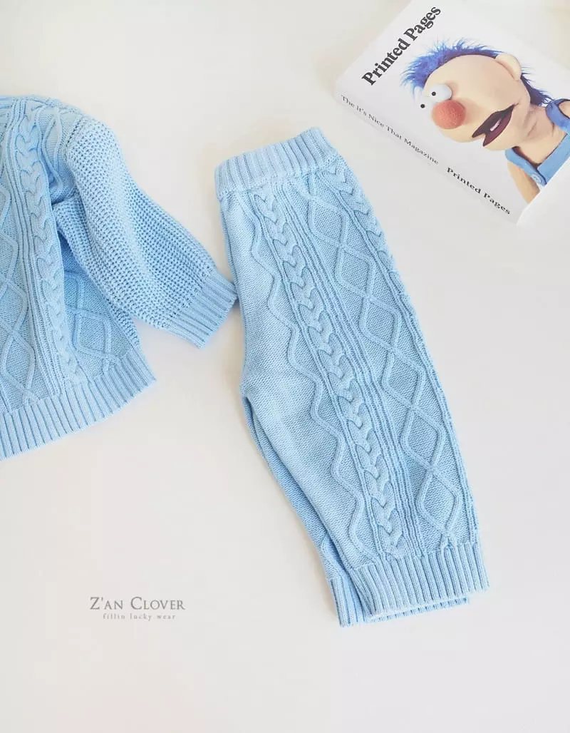 Zan Clover - Korean Children Fashion - #prettylittlegirls - Twist Knit Top Bottom Set - 7