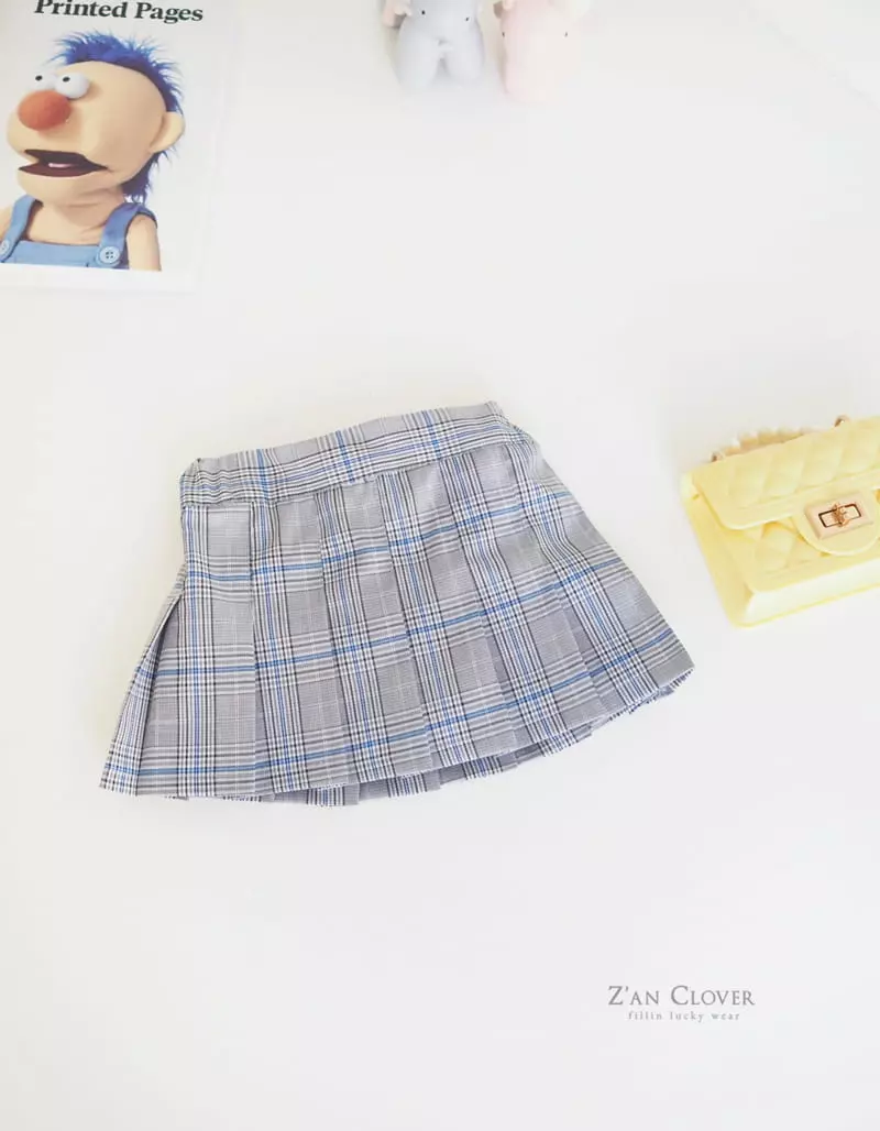 Zan Clover - Korean Children Fashion - #stylishchildhood - Check Wrinkle Skirt - 8
