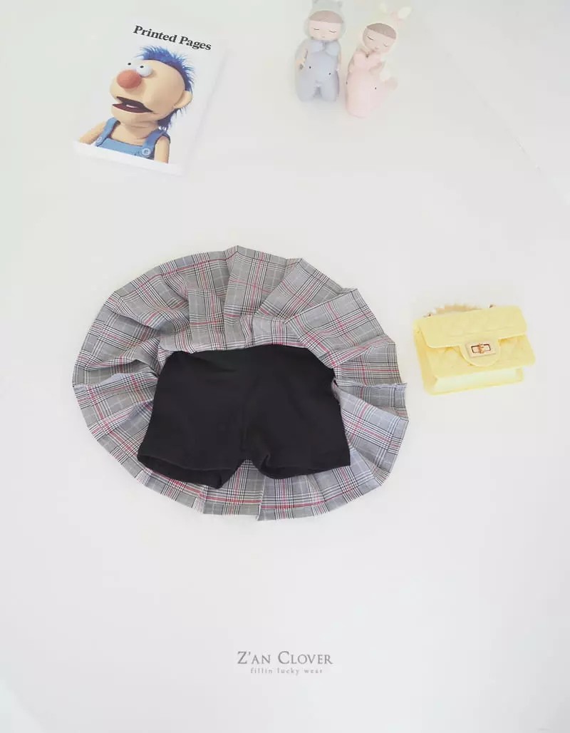 Zan Clover - Korean Children Fashion - #todddlerfashion - Check Wrinkle Skirt - 6