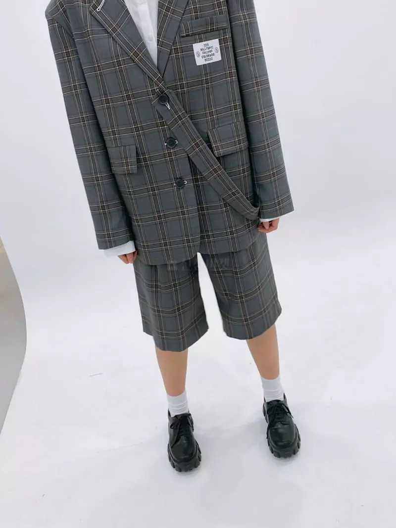 Zipper - Korean Women Fashion - #romanticstyle - Check String Jacket - 3