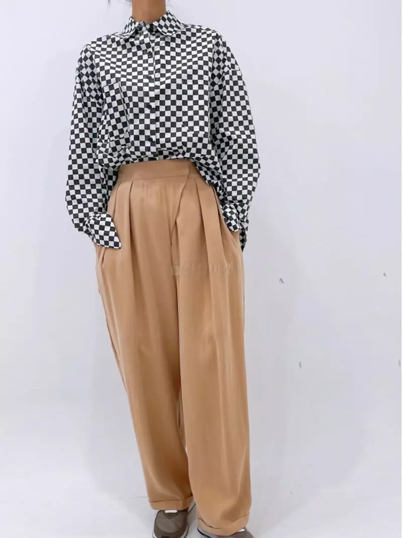 Zipper - Korean Women Fashion - #shopsmall - Checkerboard Over Fit Shirt - 2
