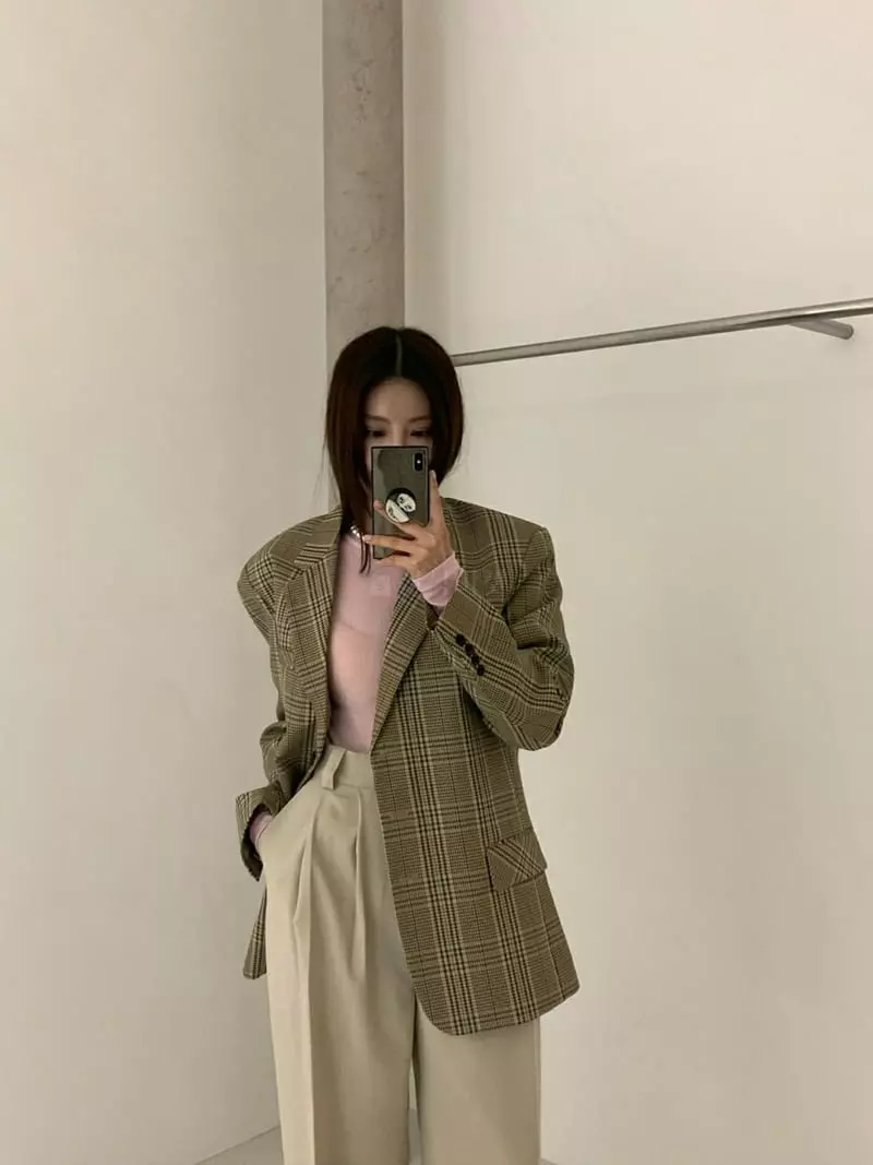140 Avenue - Korean Women Fashion - #womensfashion - Check Jacket