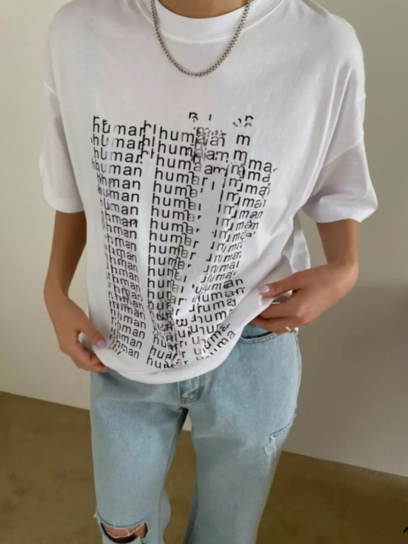 Alike - Korean Women Fashion - #momslook - Human Short Sleeves Tee - 3