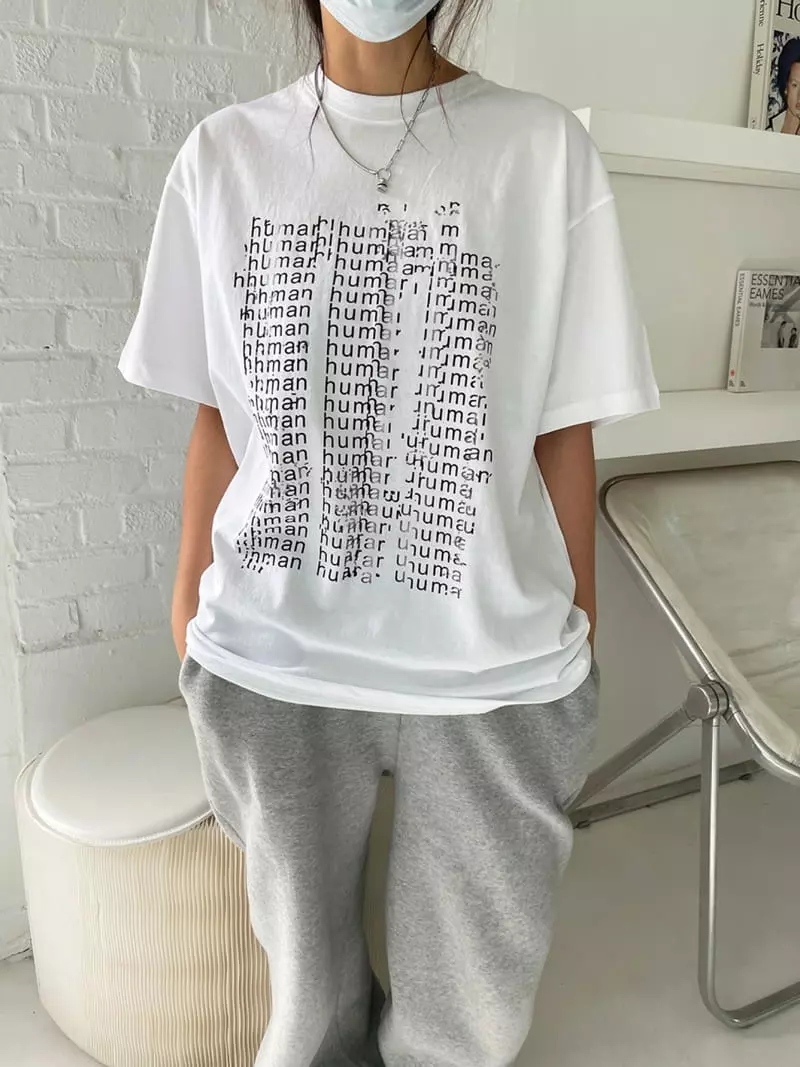 Alike - Korean Women Fashion - #momslook - Human Short Sleeves Tee - 5