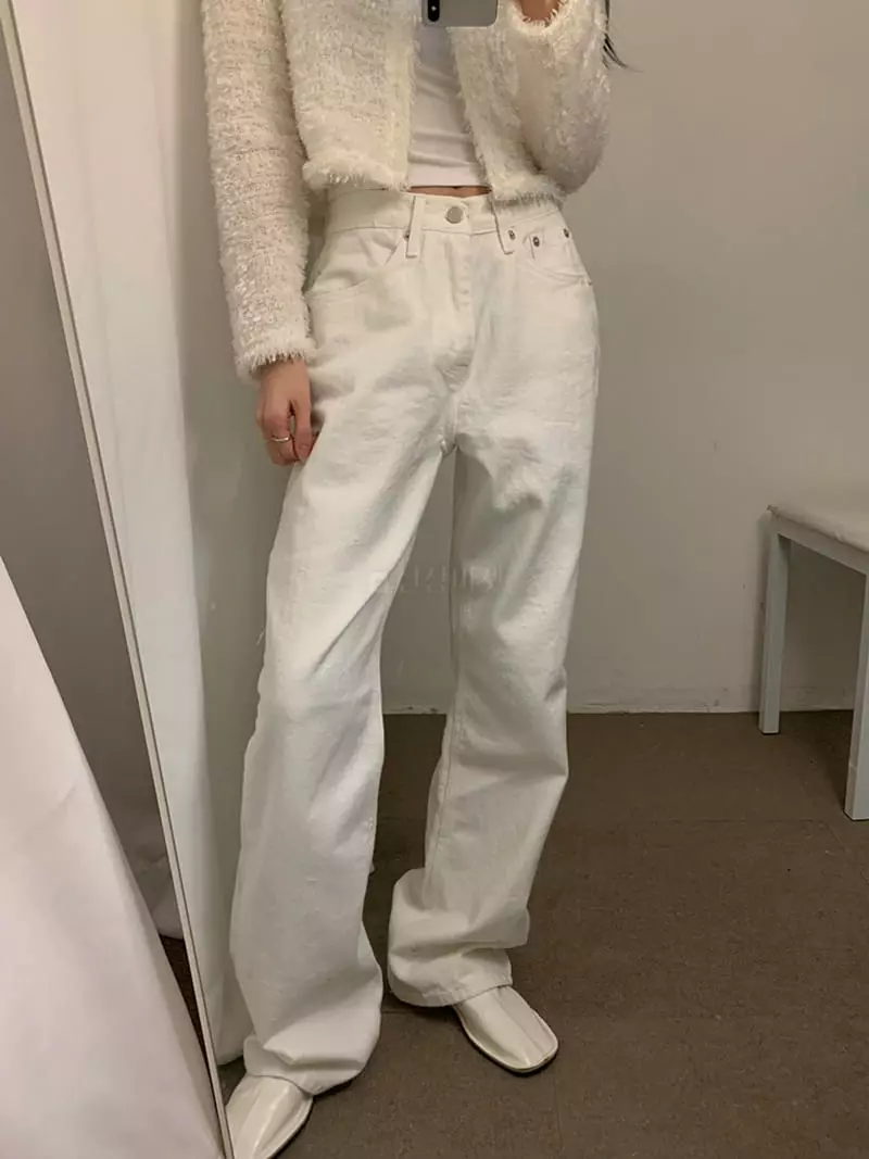 Alike - Korean Women Fashion - #restrostyle - Mood White Jeans - 3