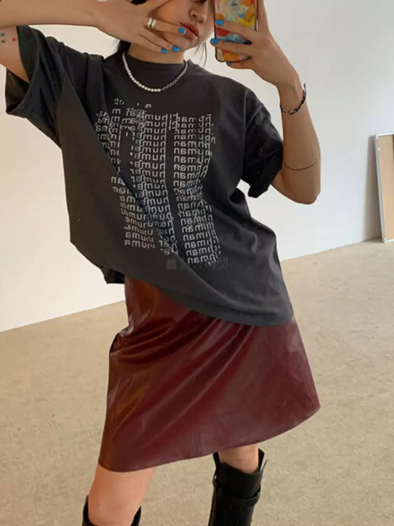 Alike - Korean Women Fashion - #womensfashion - Human Short Sleeves Tee - 2