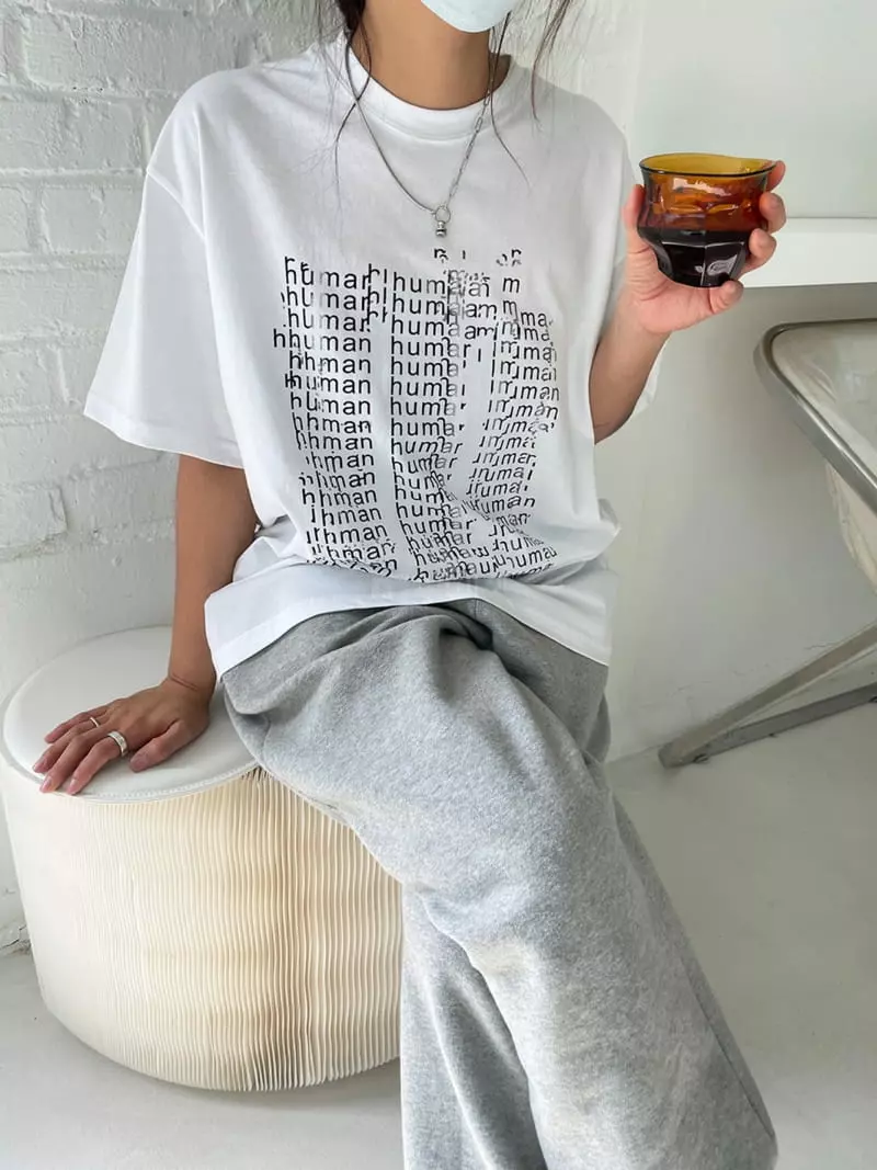 Alike - Korean Women Fashion - #momslook - Human Short Sleeves Tee - 4