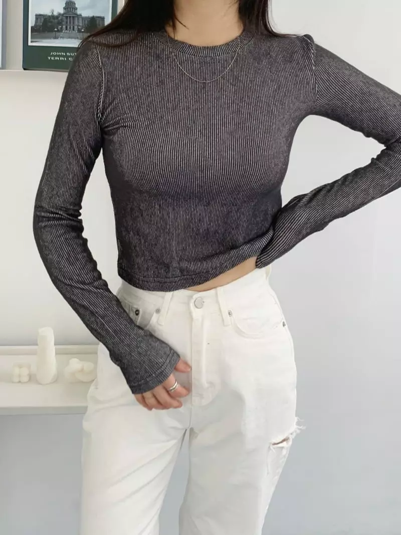 Alike - Korean Women Fashion - #womensfashion - Two Torn Crop Tee - 5