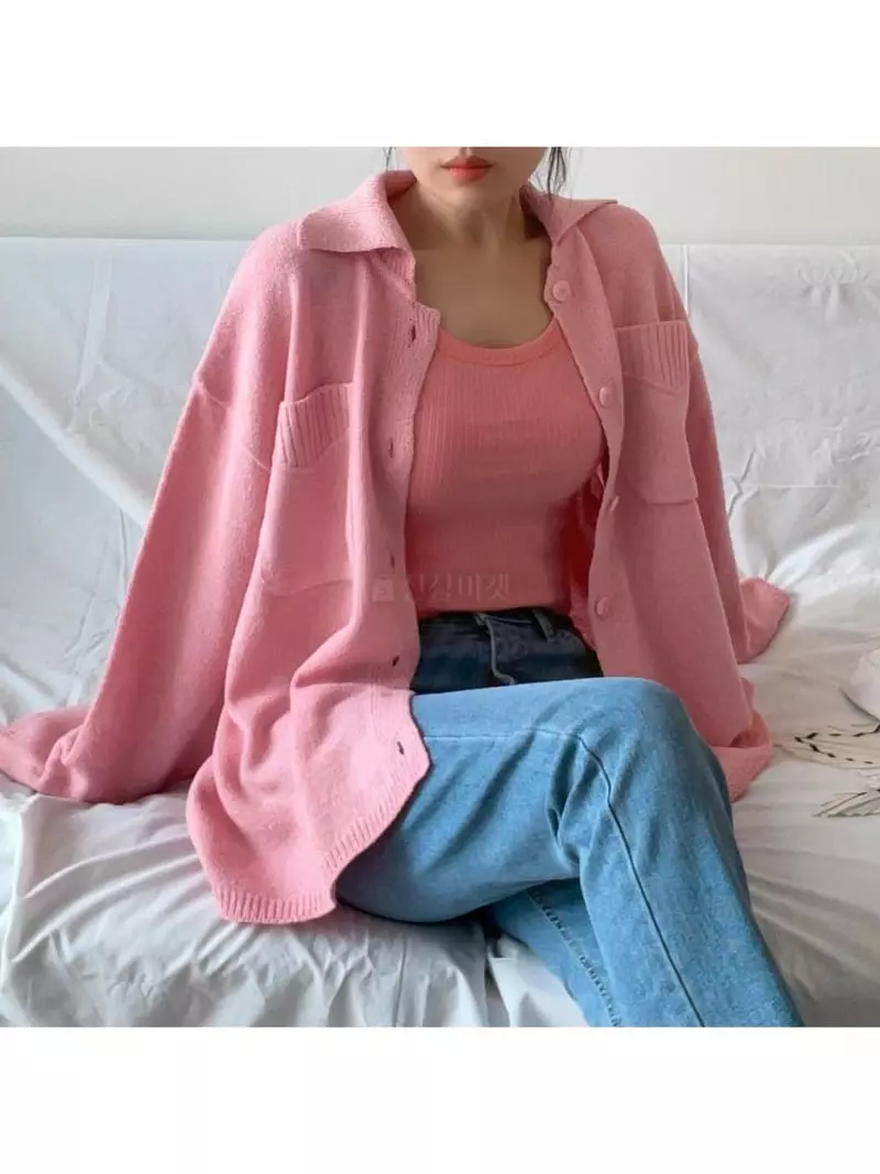 All Vibe - Korean Women Fashion - #thatsdarling - Robe Boxy Shirt Light Cardigan - 5