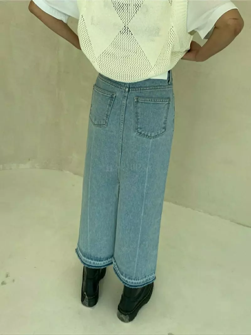 Ann Margret - Korean Women Fashion - #momslook - Light Denim Skirt - 5
