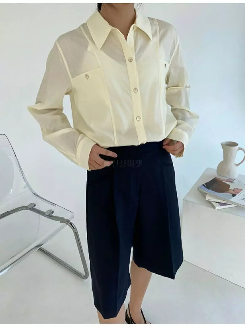 Ann Margret - Korean Women Fashion - #pursuepretty - Pocket Shirt
