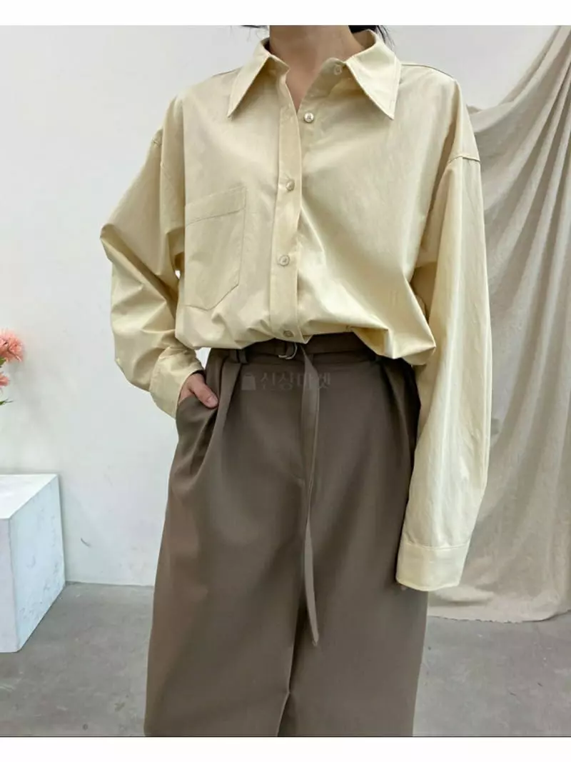 Ann Margret - Korean Women Fashion - #romanticstyle - Loose Fit Wrap Shirt - 5