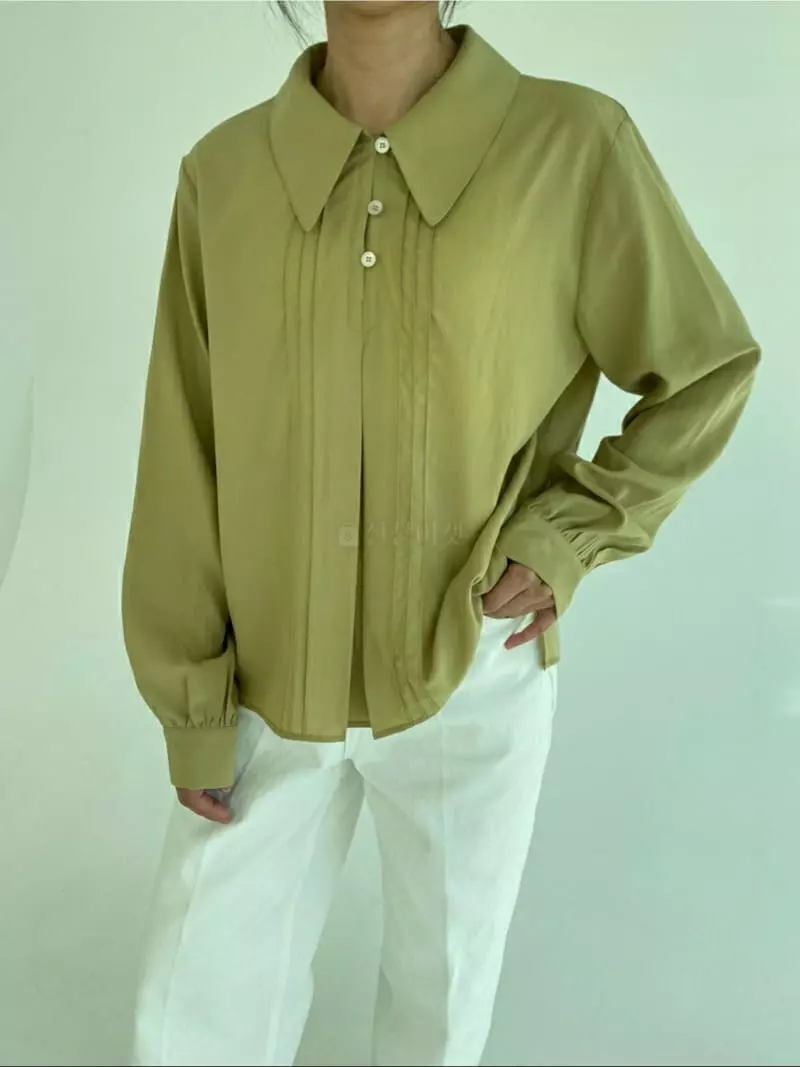 Ann Margret - Korean Women Fashion - #romanticstyle - Pintuck Wrinkle Blouse - 5