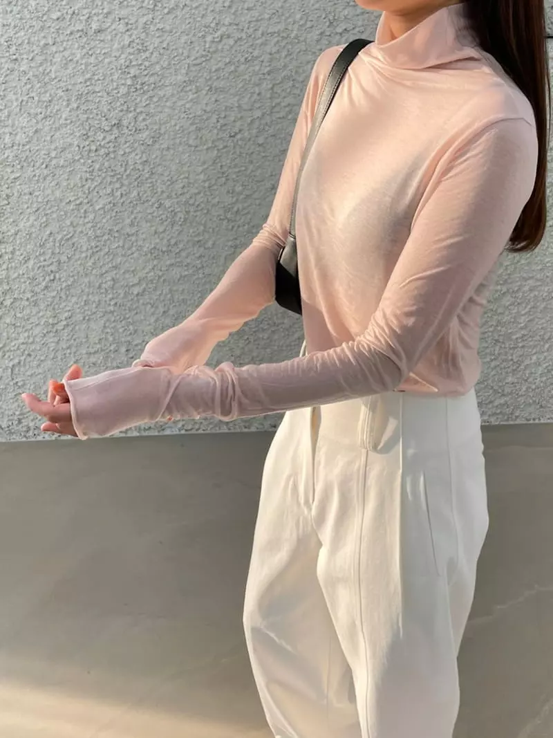 Arrco - Korean Women Fashion - #momslook - Tencel Turtleneck Tee - 3