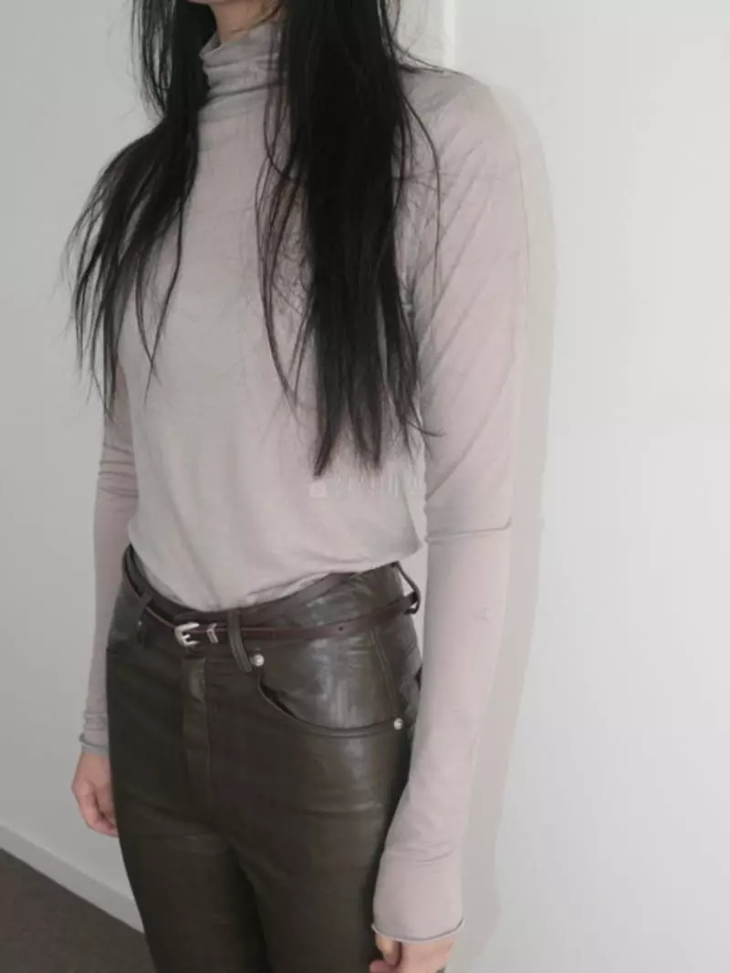 Arrco - Korean Women Fashion - #momslook - Tencel Turtleneck Tee - 5