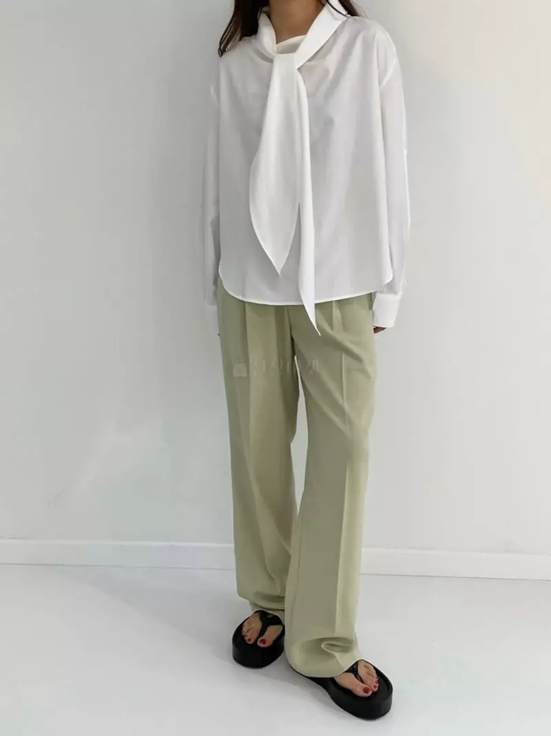 Arrco - Korean Women Fashion - #momslook - Tie Blouse - 3