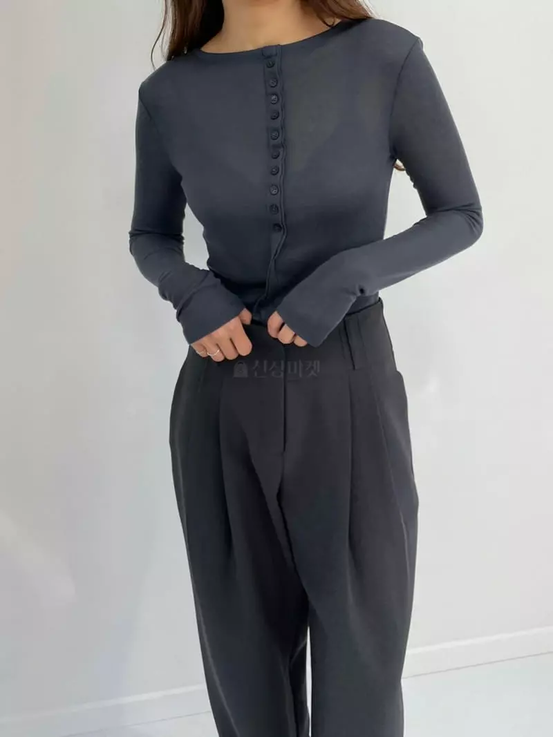 Arrco - Korean Women Fashion - #momslook - Line Button Tee - 3
