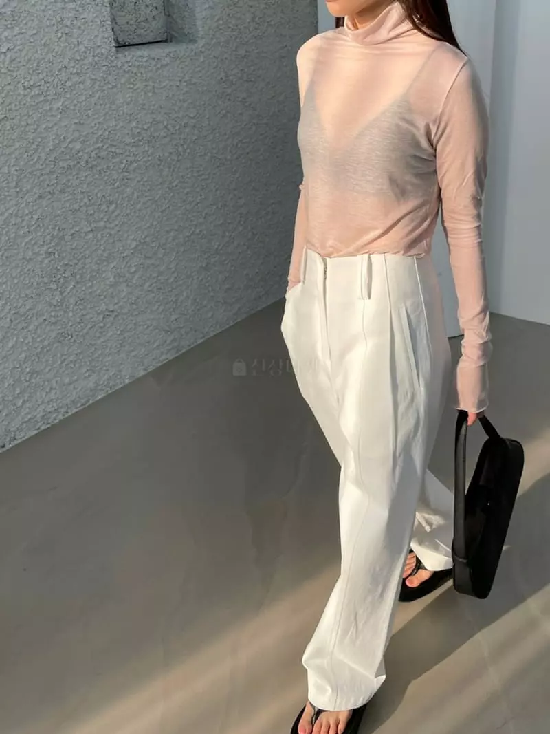 Arrco - Korean Women Fashion - #womensfashion - Tencel Turtleneck Tee - 2